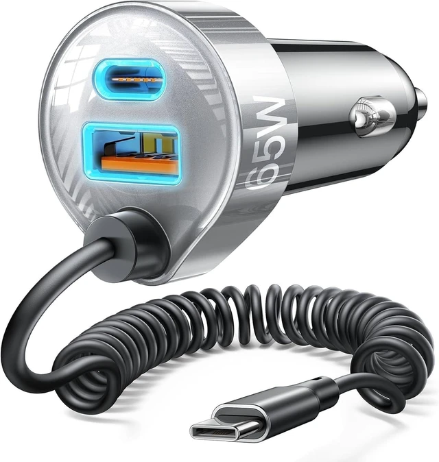 Main image of 65W for iPhone 17 Pro Max Car Charger USB C Fast Charging Super Fast iPhone 16/17 Pro Car Charger Type C Adapter Fit iPhone 17 Air ProMax Plus/16/15 Galaxy S25/24 Sliver 36 inch