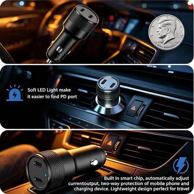 Alt view image 2 of 7 - 2Pack USB C Car Charger 60W Dual Port Power Fast Car Phone Charger Adapter