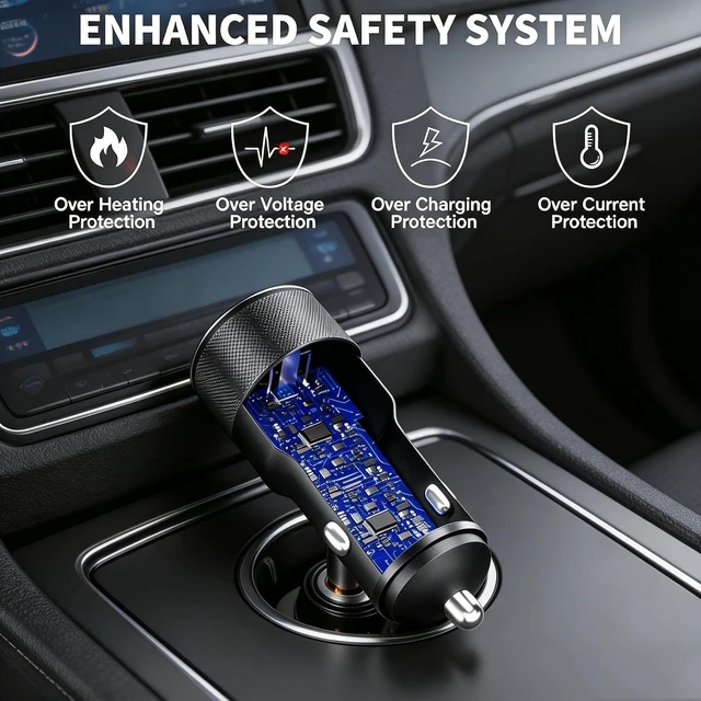 Alt view image 5 of 7 - 2Pack USB C Car Charger 60W Dual Port Power Fast Car Phone Charger Adapter