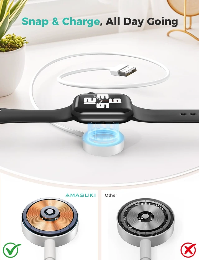 Alt view image 2 of 7 - ???????? ???????????????? for Watch Charger USB Magnetic Charging Cable Portable Wireless Charging Accessories Compatible with iWatch 12/11/10/9/8/7/6/5/4/3/2 SE-3.3FT