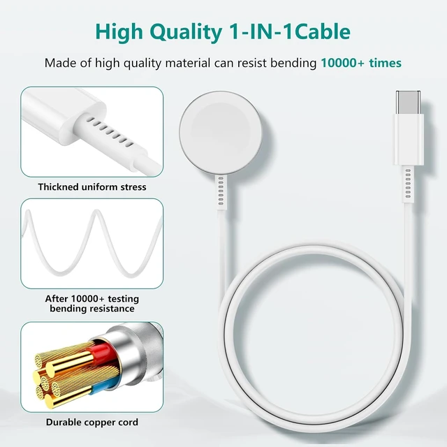 Alt view image 5 of 7 - Upgraded Watch Charger Magnetic Fast Charger USB C Charger Block Plug Adapter with 6.6FT iWatch Portable Wireless Fast Charging Cable Cord for iWatch Ultra/9/8/7/6/SE/SE2/5/4/3