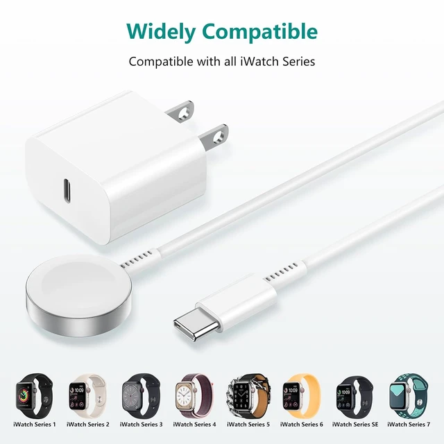 Alt view image 7 of 7 - Upgraded Watch Charger Magnetic Fast Charger USB C Charger Block Plug Adapter with 6.6FT iWatch Portable Wireless Fast Charging Cable Cord for iWatch Ultra/9/8/7/6/SE/SE2/5/4/3