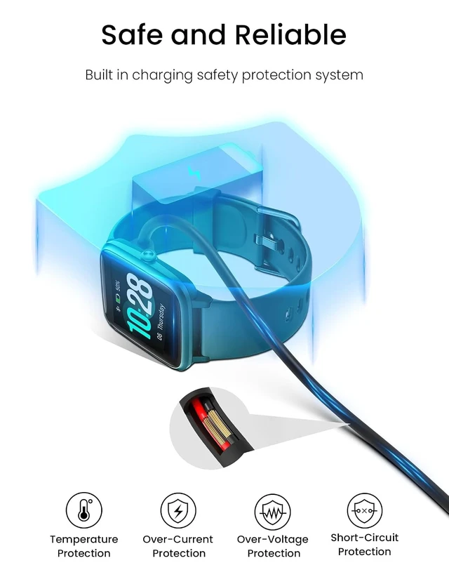 Alt view image 7 of 7 - Smart Watch Charger for Skg Letsfit Cubitt Yamay Willful Fitpolo Tozo Wyze Umidigi Blackview 3.3Ft USB Magnetic Charging Cable Cord for Umidigi Uwatch 3S 3 2 2S Urun Smartwatch
