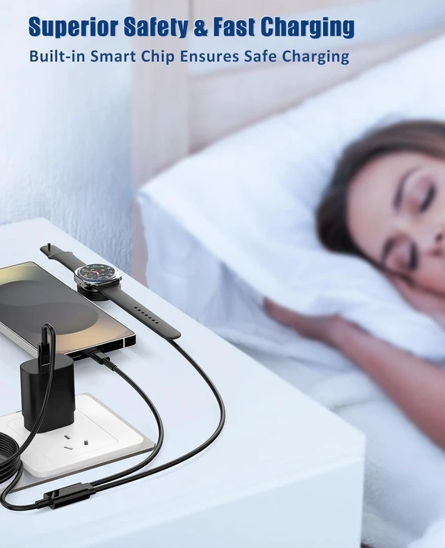Alt view image 2 of 7 - for Watch Charger Fast Charging 2 in 1 Galaxy Watch Phone Charger 6ft with 25W USBC Charger Compatible with Galaxy Watch 8/7/Ultra/6/6 Classic/5/5Pro/4/4 Classic/3/Active2/1/S24/S23/S22/21