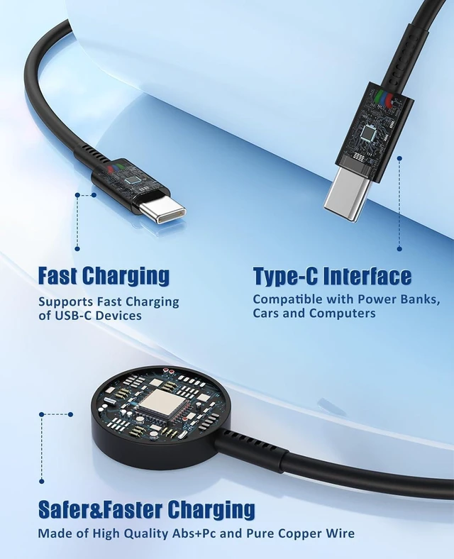 Alt view image 4 of 7 - for Watch Charger Fast Charging 2 in 1 Galaxy Watch Phone Charger 6ft with 25W USBC Charger Compatible with Galaxy Watch 8/7/Ultra/6/6 Classic/5/5Pro/4/4 Classic/3/Active2/1/S24/S23/S22/21