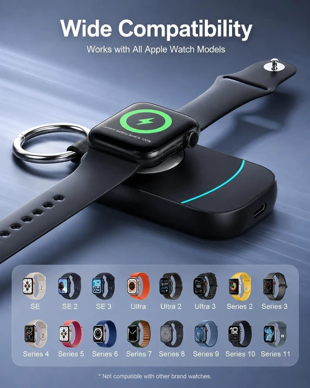 Alt view image 3 of 7 - 2500mAh Portable Charger for Watch Stocking Stuffers for Women & Men