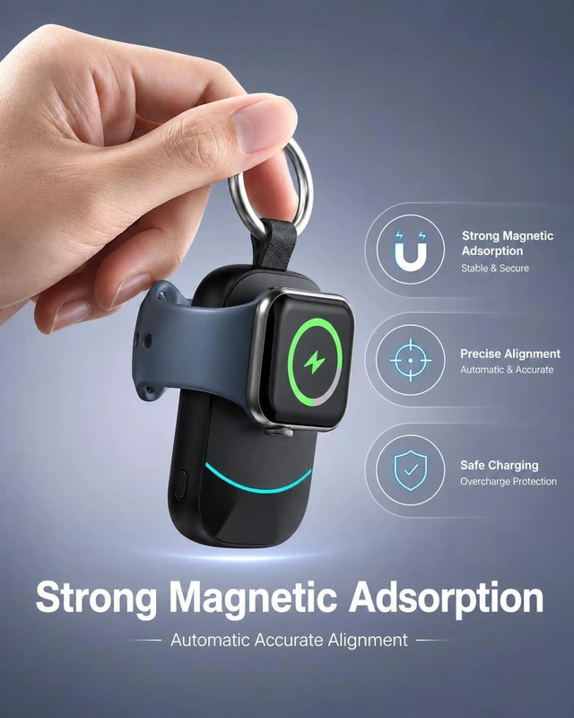 Alt view image 4 of 7 - 2500mAh Portable Charger for Watch Stocking Stuffers for Women & Men