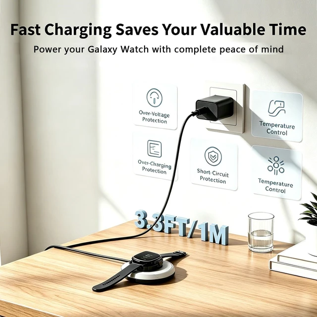 Alt view image 4 of 7 - Replacement Galaxy Watch 8/7/6/5/4/3/2 Magnetic Fast Charger Cable