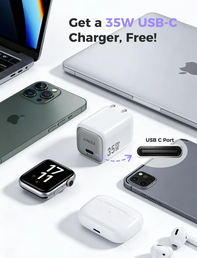 Alt view image 3 of 7 - 5W for Watch Charger Fast Charging and USB C 35W Foldable Charger