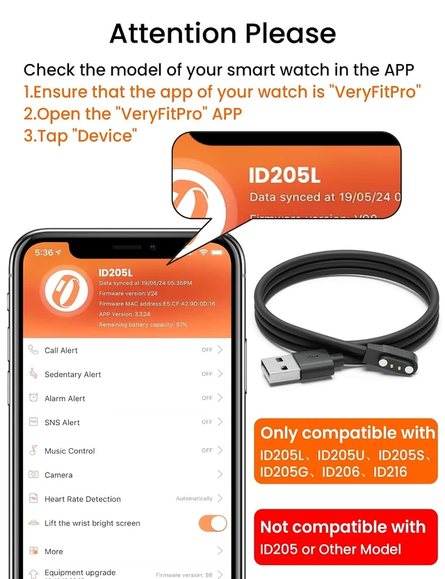 Alt view image 4 of 7 - Smart Watch Charger for Skg Letsfit Cubitt Yamay Willful Fitpolo Tozo Wyze Umidigi Blackview 3.3Ft USB Magnetic Charging Cable Cord for Umidigi Uwatch 3S 3 2 2S Urun Smartwatch