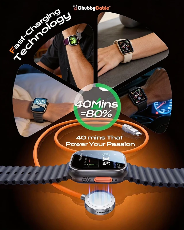 Alt view image 5 of 7 - Magnetic Charger for Watch USB-C Cable Orange 4FT