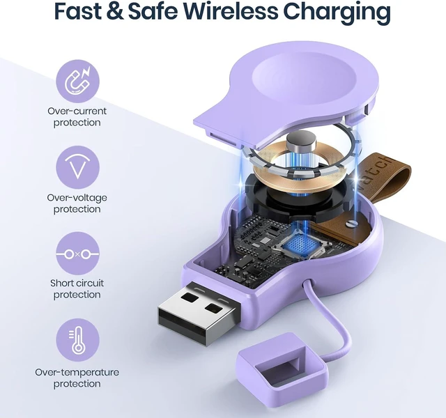 Alt view image 6 of 7 - Charger for Watch Travel iWatch USB Wireless Quick Charge