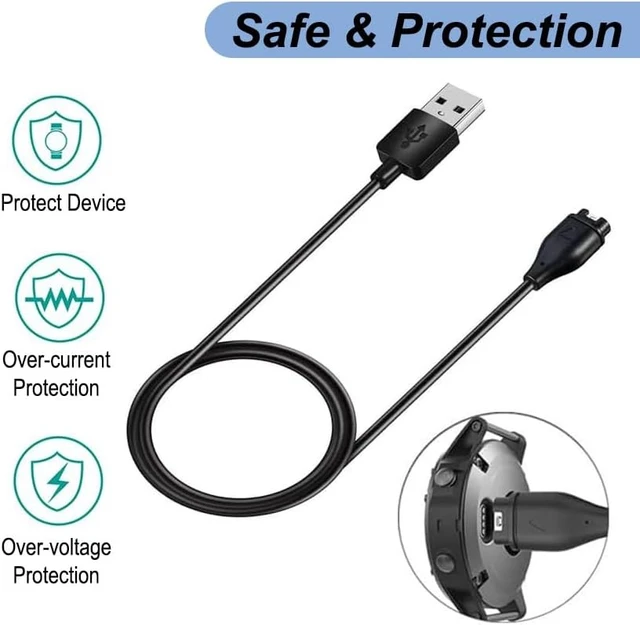 Alt view image 5 of 7 - Charger for Garmin Vivoactive 6/5/4/4s/3 Replacement USB Charging Cable with Black Dust Plug for Garmin Watch(1)