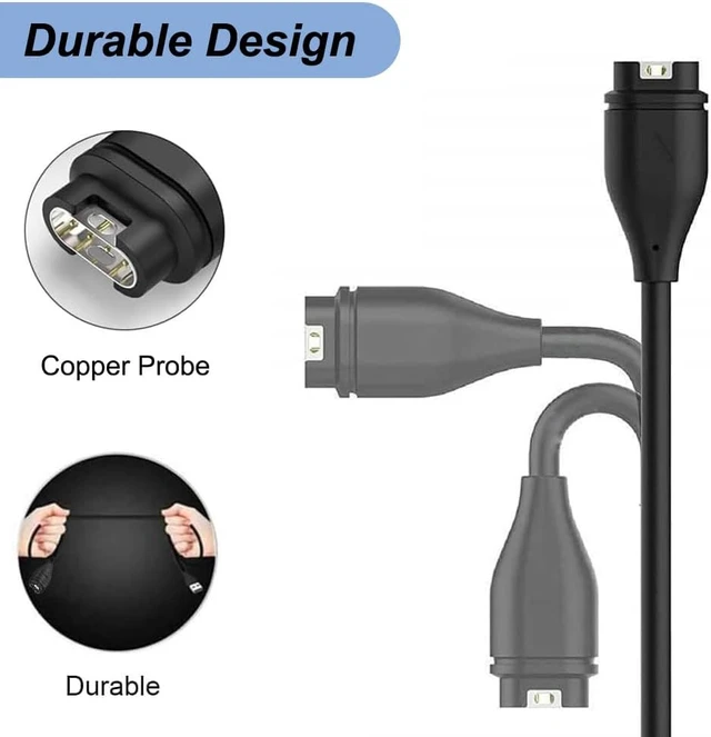 Alt view image 4 of 7 - Charger for Garmin Vivoactive 6/5/4/4s/3 Replacement USB Charging Cable with Black Dust Plug for Garmin Watch(1)