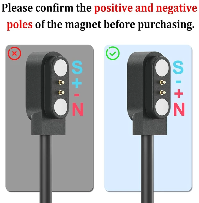 Alt view image 3 of 7 - VeryFit Smartwatch Charger Cable Magnetic 2 Pin Charging Cable for Veryfit Smart Watch IDW13 IDW19 IDW15 ID208 ID208 Plus ID208BT ID207 ID205L ID206 and More (3.3FT)