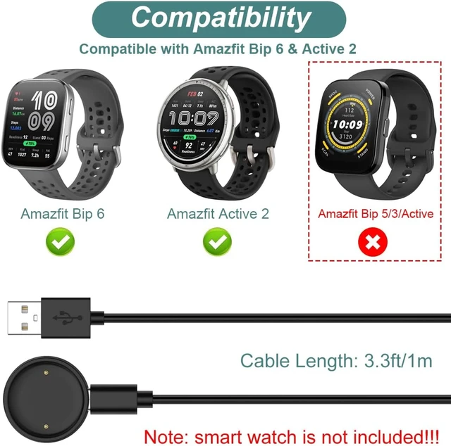 Alt view image 2 of 7 - Charger for Amazfit Bip 6 / Active 2 Smart Watch (3.3ft/1m)