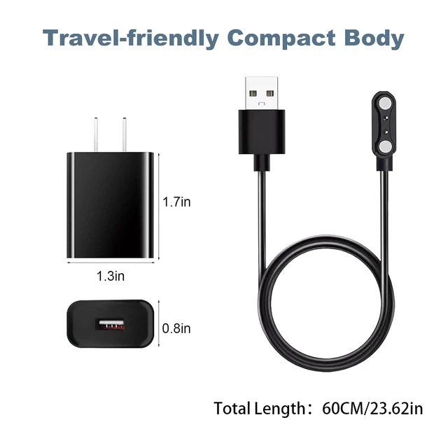 Alt view image 2 of 5 - Fast Wall Smart Watch Charger 2-Pin 4 mm Magnetic USB Charging Cable Replacement Charging Cord for Smartwatch & Fitness Tracker Strong Magnetic Adsorption Fast Safe Charging