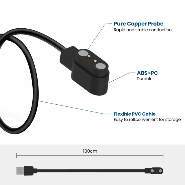 Alt view image 4 of 7 - Smart Watch Charger Magnetic Universal Charging Cable Pin Spacing 2.54mm/4mm/7.62mm Compatible for Smartwatch (Black 4mm)