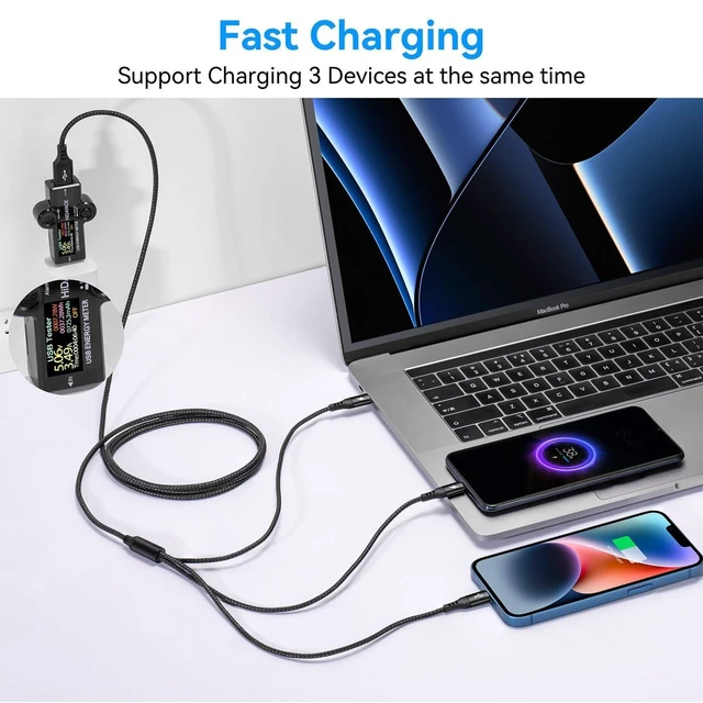 Alt view image 2 of 7 - Multi Charging Cable 3 in 1 Braided Multi Fast Charging Cable
