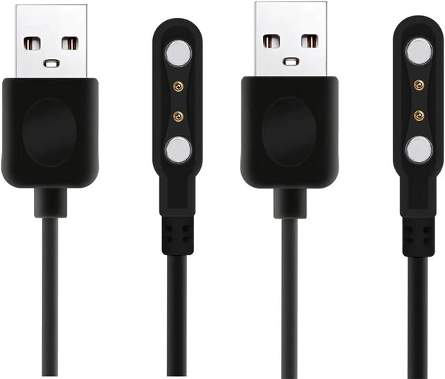 Main image of 2-Pack Smart Watch Universal Charger Magnetic da fit Watch Accessories 60cm USB-A 2 Pin 4mm Magnetic Charging Cable Compatible with All 2-Pin 3.8mm - 4.2mm Pin-Pitch Smartwatch