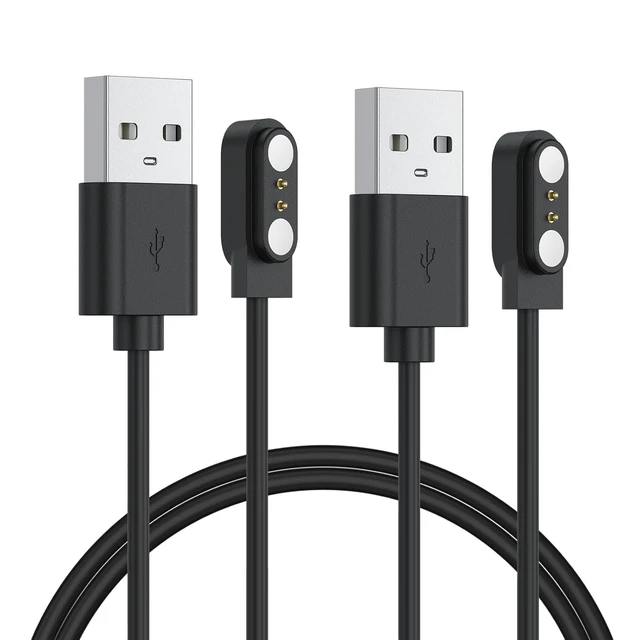 Main image of 2 Pack VeryFit Smartwatch Charger Cable Magnetic USB Charging Cable for Veryfit Smart Watch ID205L ID205U IDW28 ID207 IDW13 IDW15 IDW19 ID208 Plus ID208BT ID206 and More (3.3ft/100cm)