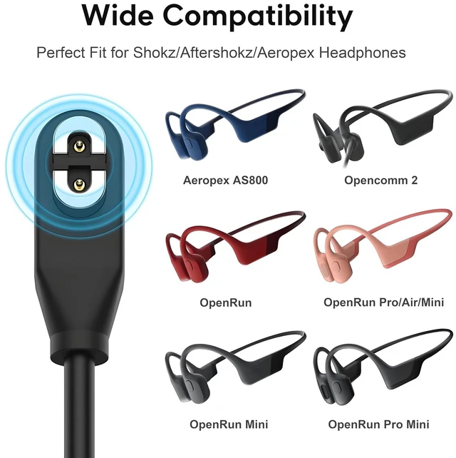 Alt view image 6 of 7 - Shokz Headphone Charger USB C Cable to Magnetic Charging Cord 2-Pack 3.3ft