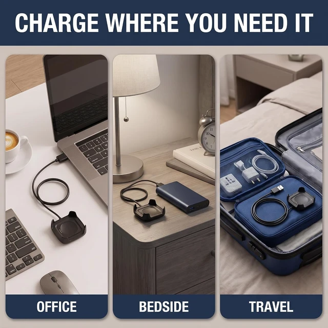 Alt view image 7 of 7 - Black Charging Cable Charger Cord for HW22 Smartwatch Intelligent Watch Smart Watch Charger Magnetic Dock Holder Stand USB Cable Adapter Cables(30cm) Smartwatch Cables & Chargers