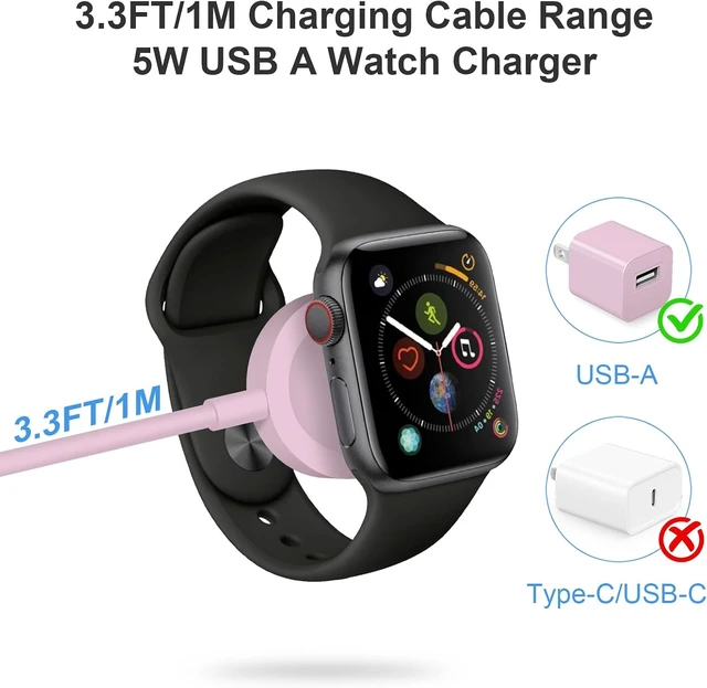 Alt view image 2 of 7 - Fast Charger for Watch Charger 3.3FT USB A iWatch Charger Pink