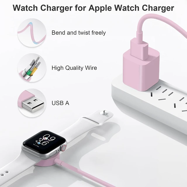 Alt view image 3 of 7 - Fast Charger for Watch Charger 3.3FT USB A iWatch Charger Pink