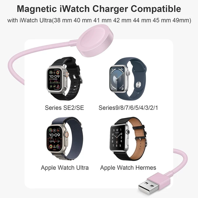 Alt view image 4 of 7 - Fast Charger for Watch Charger 3.3FT USB A iWatch Charger Pink