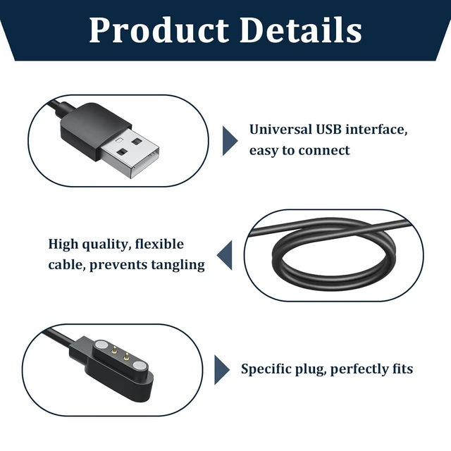 Alt view image 3 of 6 - 2-Pack Smart Watch Charger for VeryFit IDW19 IDW13 ID208 BT Plus - Magnetic USB Charging Cable - Replacement Power Cord for IDW15 IDW16 IDW17 IDW21 IDW25 IDW26 IDW28 GTX20 - Fast Charging Accessories