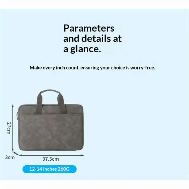 Alt view image 5 of 5 - Laptop Case 13 14 Inch,Slim Computer Case with Handle,Waterproof Laptop Briefcase Bag,360° Protective Laptop Sleeve Compatible