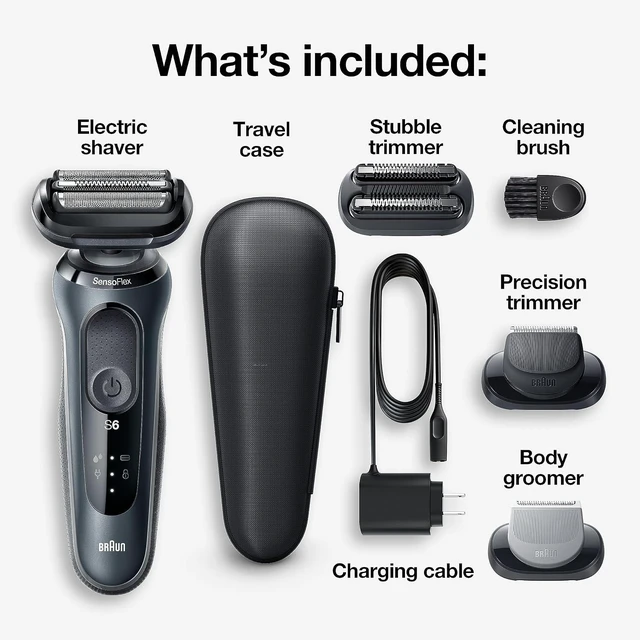 Alt view image 2 of 7 - Braun Series 6 6046cs Electric Razor for Men, Wet & Dry, Electric Razor, Rechargeable, Cordless Foil Shaver with Charging Stand, Travel Case and Precision Trimmer, Black