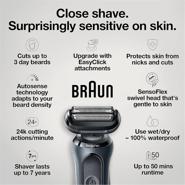 Alt view image 3 of 7 - Braun Series 6 6046cs Electric Razor for Men, Wet & Dry, Electric Razor, Rechargeable, Cordless Foil Shaver with Charging Stand, Travel Case and Precision Trimmer, Black