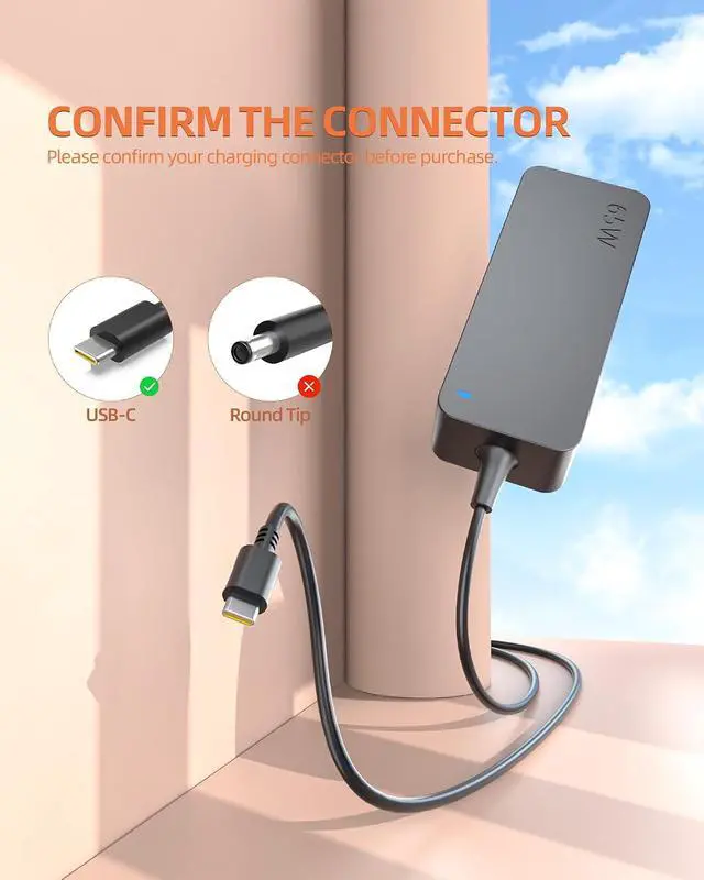Alt view image 6 of 7 - Nicpower 65W USB C Charger Compatible with LG Gram Laptop PD Fast Charging, Indicator Light, 10FT Extra Long Power Cord, Built-in 6+ Safety Enhancements