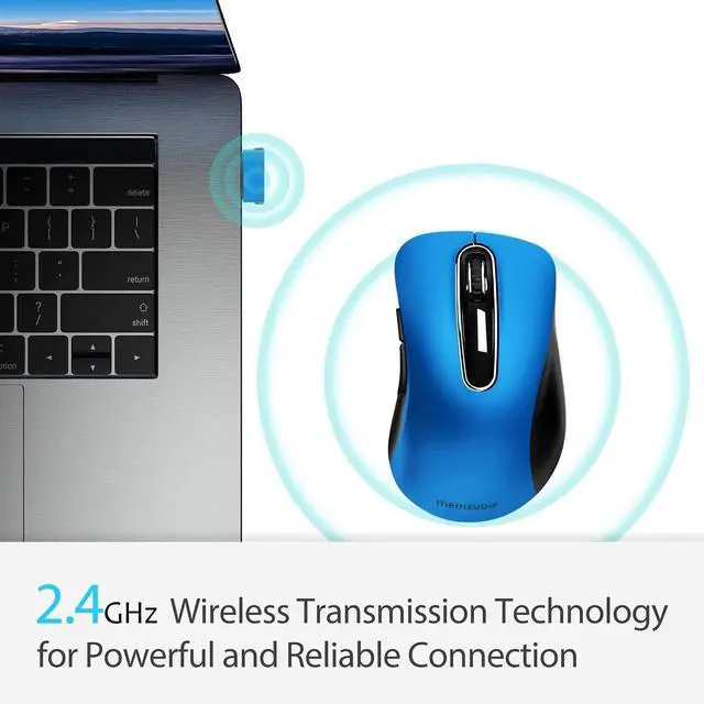 Alt view image 2 of 7 - memzuoix 2.4G Portable Wireless Mouse, 1400 DPI Mobile Optical Cordless Mice with USB Receiver for Computer, Laptop, PC, Desktop, MacBook, 5 Buttons, Blue