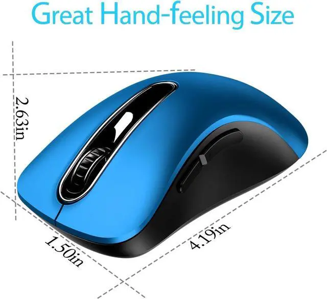 Alt view image 3 of 7 - memzuoix 2.4G Portable Wireless Mouse, 1400 DPI Mobile Optical Cordless Mice with USB Receiver for Computer, Laptop, PC, Desktop, MacBook, 5 Buttons, Blue