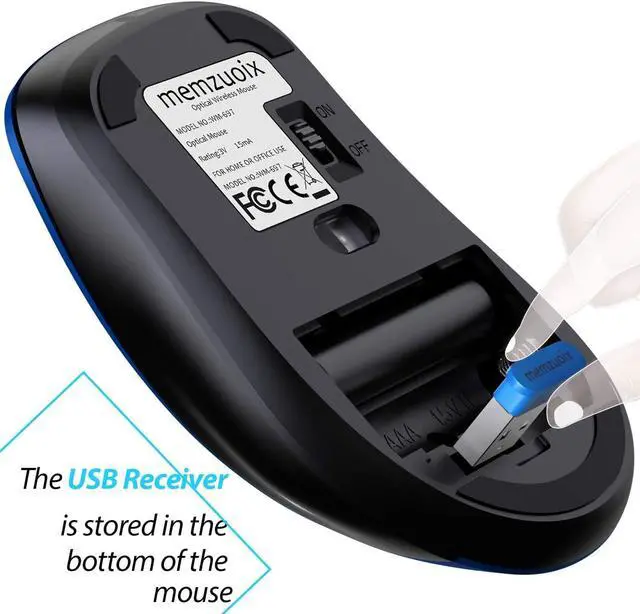 Alt view image 6 of 7 - memzuoix 2.4G Portable Wireless Mouse, 1400 DPI Mobile Optical Cordless Mice with USB Receiver for Computer, Laptop, PC, Desktop, MacBook, 5 Buttons, Blue