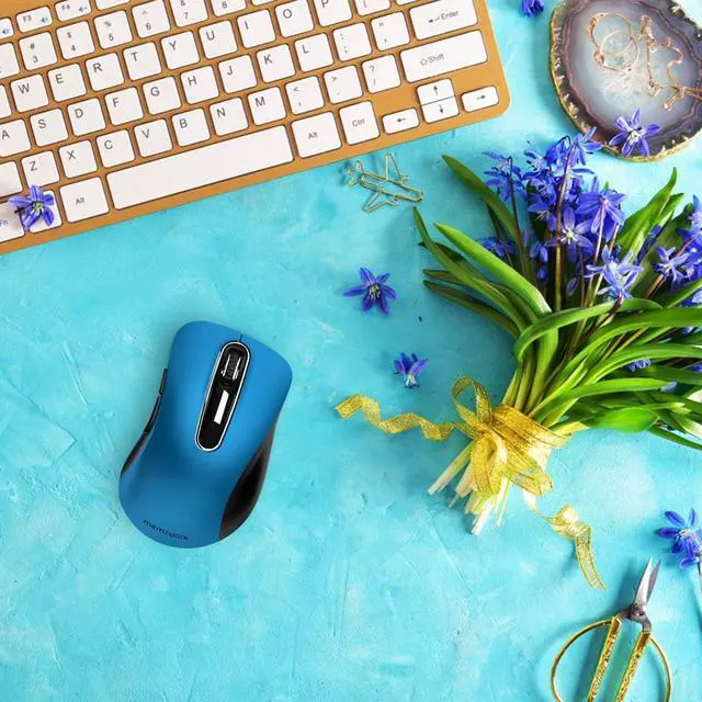 Alt view image 7 of 7 - memzuoix 2.4G Portable Wireless Mouse, 1400 DPI Mobile Optical Cordless Mice with USB Receiver for Computer, Laptop, PC, Desktop, MacBook, 5 Buttons, Blue