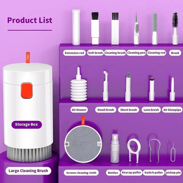 Alt view image 6 of 6 - 20-in-1 Cleaning Kit for Airpod Earbud Laptop Keyboard, Electronic Penlar Cleaning Kit Compatible with Computer PC Cell Phone, Charging Port