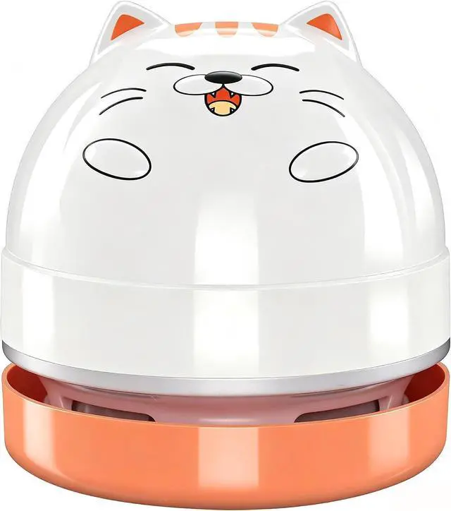 Main image of YUNYILAN Mini Desktop Vacuum Cleaner, Portable USB Vacuum Cleaner for Desk Mini Cute Cartoon Desktop Vacuum for Cleaning Eraser Crumbs, Dust, Crumbs, Computer, Keyboard and Car (White Orange)