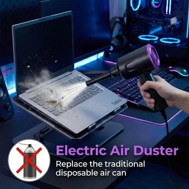 Alt view image 3 of 7 - Electric Air Duster - Air Blower - Multi-Use Compressed Air Duster for Keyboard- Computer and PC - 5.74 oz Powerful Motor