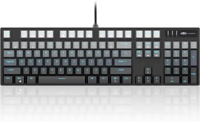 Alt view image 2 of 7 - MageGee MK-Storm Mechanical Gaming Keyboard, 104 Keys Wired Light Up Keyboard with Linear Red Switch, Ice Blue Backlit, Double-Shot Keycaps, N-Key Rollover for Laptop, Desktop, PC (Gradient Gray)