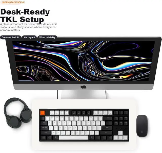 Alt view image 7 of 7 - Keychron C1 Wired Mechanical Keyboard, TKL 87-Key Tenkeyless Gaming Keyboard for Mac Windows, Hot-Swappable Gateron G Pro Red Switches, White Backlit, USB-C, Double-Shot ABS Keycaps