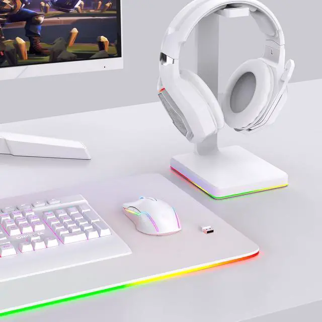 Alt view image 6 of 7 - PHNIXGAM RGB Backlight Rechargeable Wireless Gaming Mouse for PC, White | Ergonomic mouse, up to 3600 DPI, 7 non-programmable buttons, works with Vista/Linux/Mac, 2.4G USB included