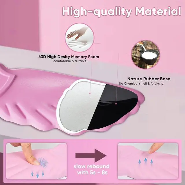 Alt view image 4 of 7 - Angel Wing Cloud Keyboard Wrist Rest, Soft Leather Memory Foam Keyboard Wrist Support for Pain Relief, Ergonomic Anti-Slip Cute Computer Palm Rest for PC Gaming/Laptop/Hand Pad(1-Wing Pink)
