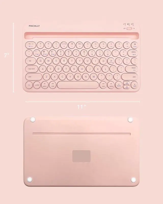 Alt view image 7 of 7 - Macally Bluetooth Keyboard for iPad | Wireless Keyboard for Tablet, iPhone (Multi-Device, Built-in Stand, Rechargeable) Easy to Use and Cute Portable