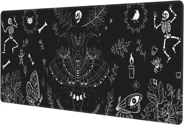Main image of Moth Gaming Mouse Pad XL Halloween Elements Large Extended Non Slip Rubber Base Desk Mat Stitched Edge Keyboard Mat 31.5x11.8 Inch