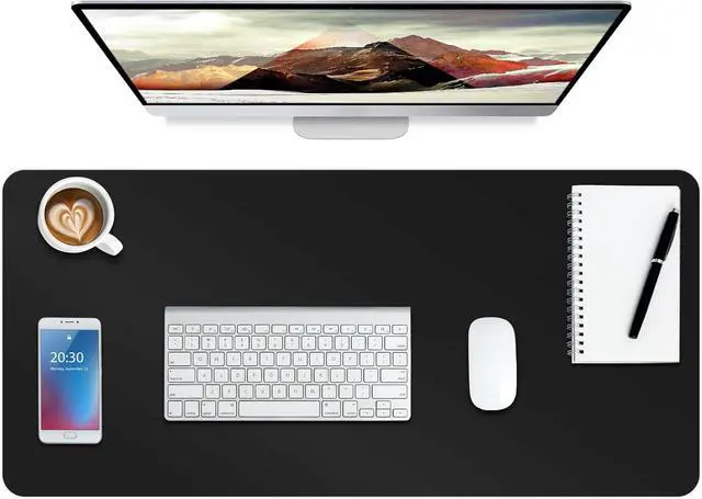 Main image of Boutilon Leather Desk Pad Protector,Non-Slip Mouse Pad,Laptop Desk Pad,Office Mouse Mat,Waterproof Leather Desk Blotter,Desk Writing Pad for Office and Home (L-Black,35"x 17")