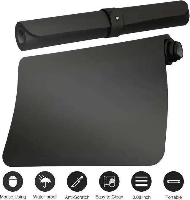 Alt view image 3 of 7 - Boutilon Leather Desk Pad Protector,Non-Slip Mouse Pad,Laptop Desk Pad,Office Mouse Mat,Waterproof Leather Desk Blotter,Desk Writing Pad for Office and Home (L-Black,35"x 17")